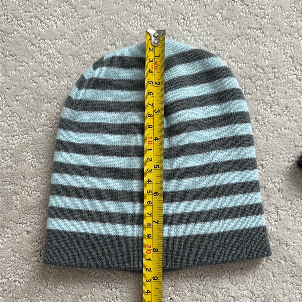Striped Beanie Set - Black and Gray Subaru hat and blue and gray hat - Picture 7 of 7